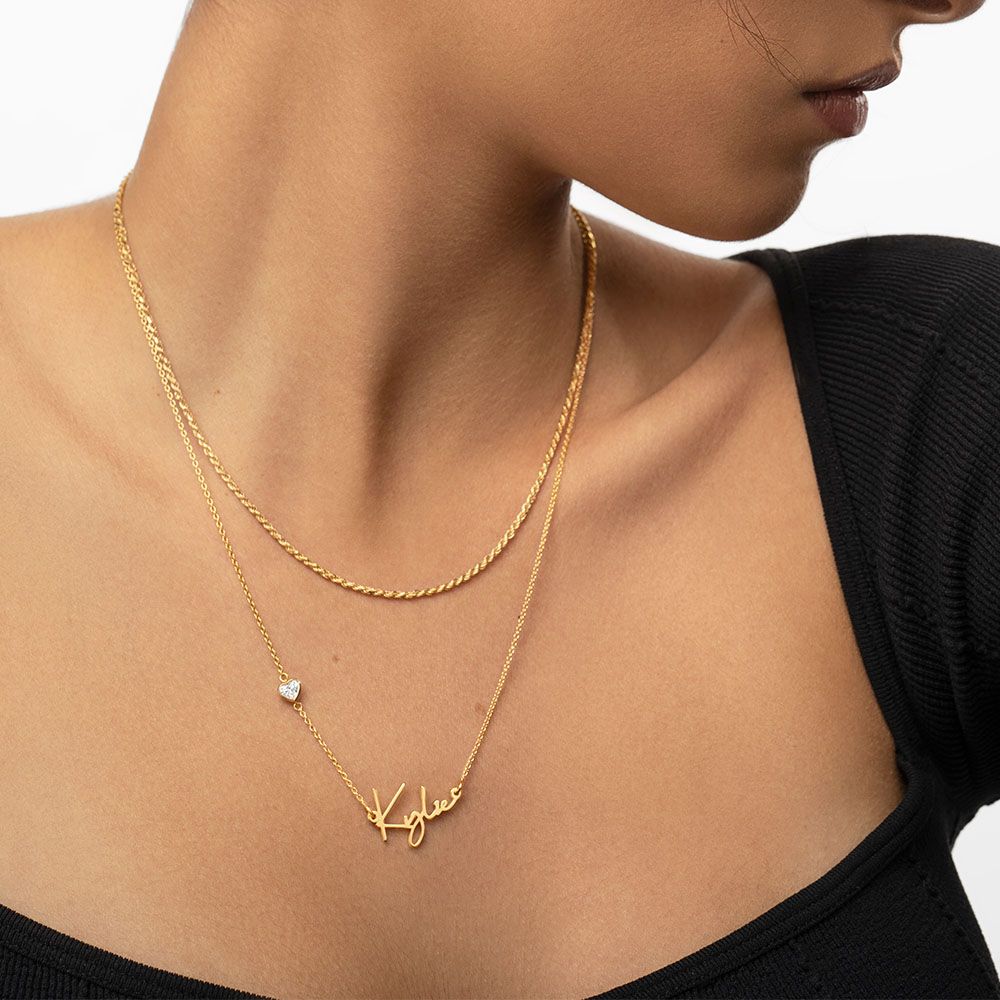 Belle Custom Name Necklace With 0.25 ct Heart_yythk