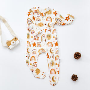 Elinfant Coverall Bamboo Cotton Baby Pajamas Long Design Infant Baby Foot Romper Jumpsuit